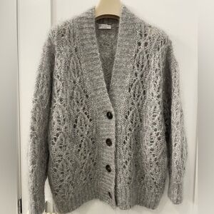 Brunello Cucinelli Mohair-Blend Cardigan Grey Size XS